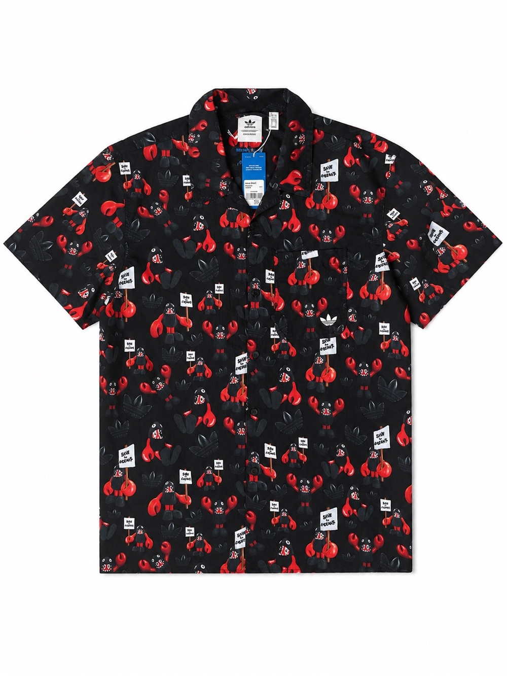 Adidas Being Green w Philip Colbert “Save The Lobster” 🦞 Button-Up Shirt Size L